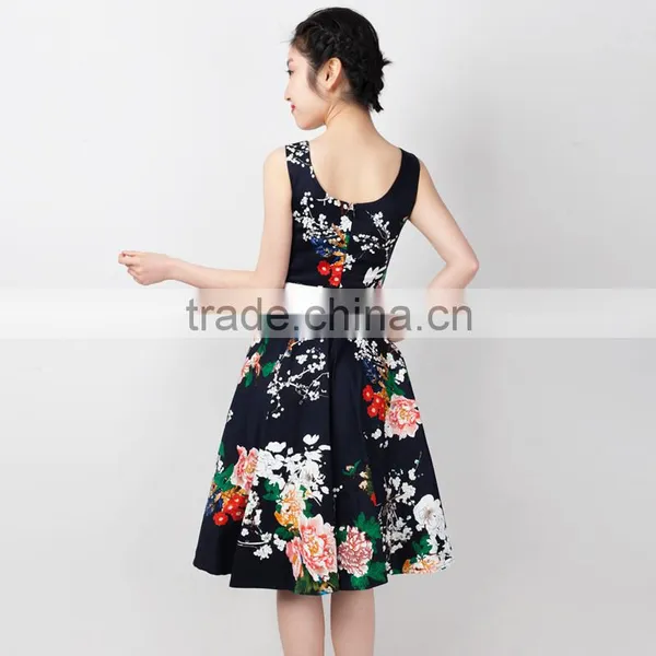 Women's Cotton Short Frock Designs Rockabilly Swing Prom Vintage Dress 50s photo-3