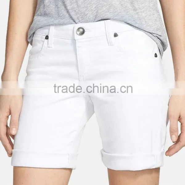 White Foldings Women Bermuda Shorts