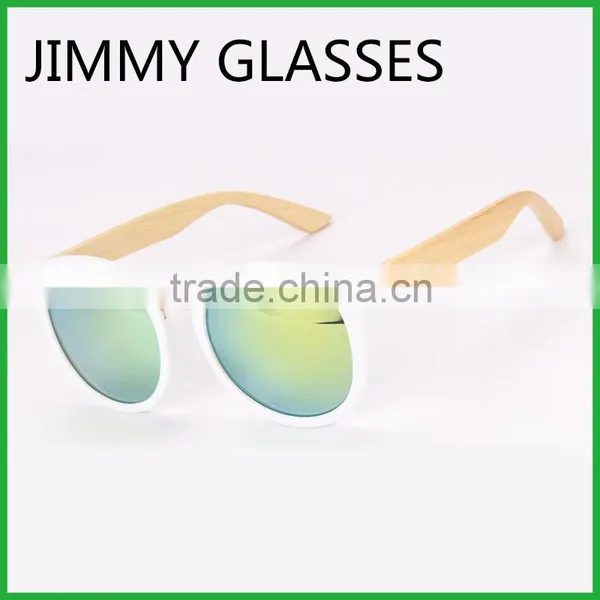 JMP616 Round Bamboo Temple Sunglasses With Plastic Frame