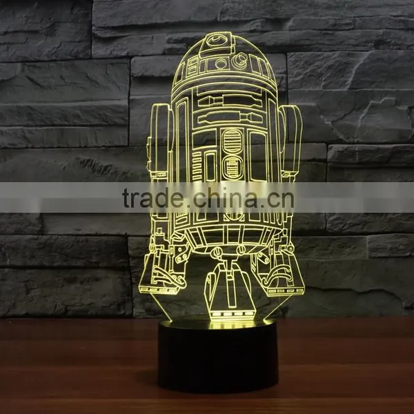 Usb + Battery Operated Acrylic Night Light Lamp Led 3d Color Change Warship Shape Light for Children Kids Baby Led Lamp photo-3