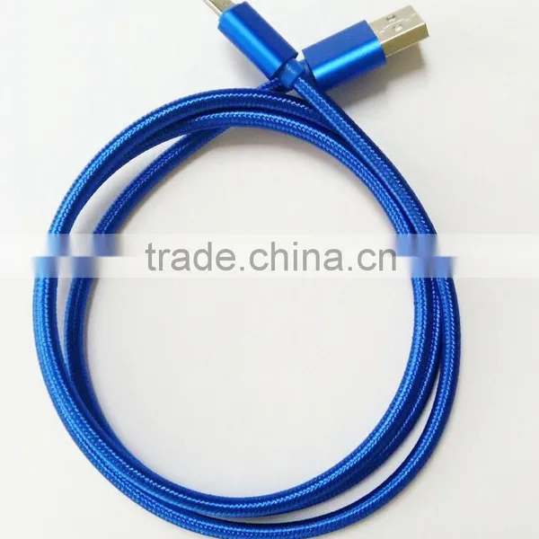 Original Source Royalblue Braided Usb Data Cable One Head for IOS and Android, New 2 in 1 Cable