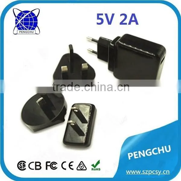 AU UK USA EU Plug 5V 2A USB Wall Charger Rechargeable Travel Power Charger photo-4
