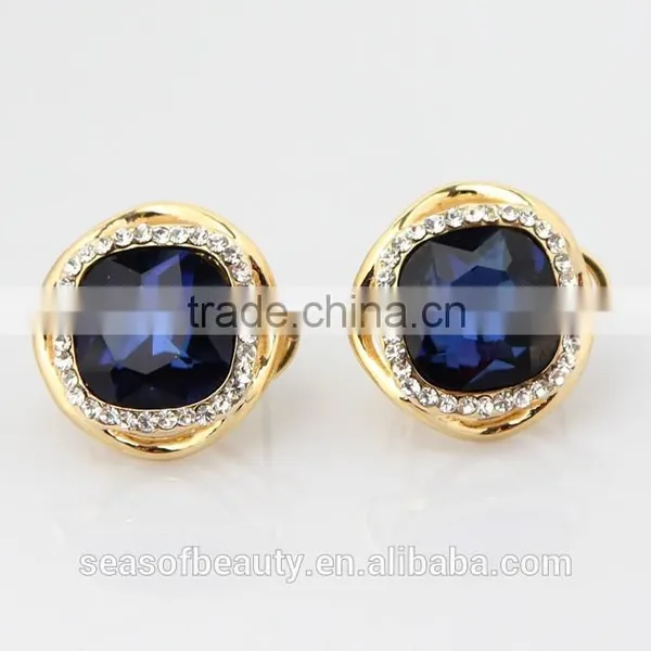 High Quality Crystal Stud Earrings Gold Plated Ear Stud