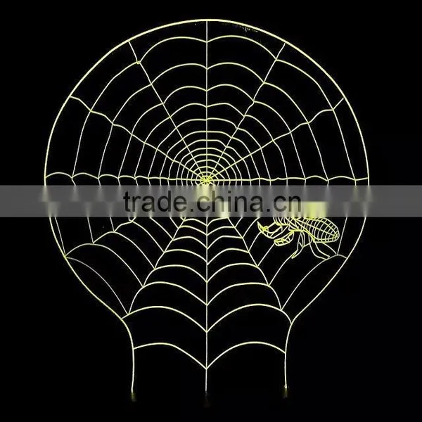 3D Optical Illusion Spider Web Night Lamp Night Light 10 Colorful LEDs Ultra-thin Acrylic Light Panel AA Battery or DC 5V photo-5