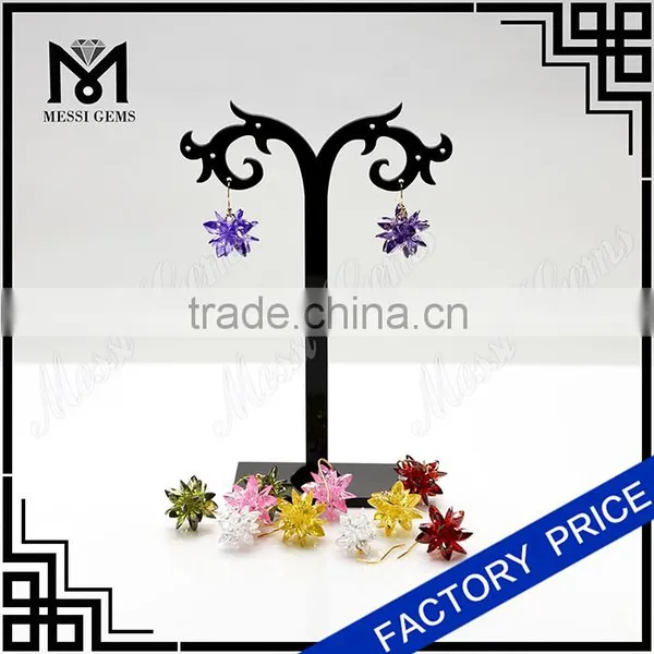 Voilet cz Stones Earrings Flowers Simple Gold Earring Designs for Women