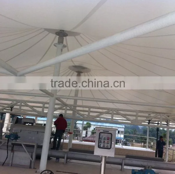 PVC Tensile Fabric Architecture Canopy for Various Sewage Pool With High Strength Tension Roof System in Typhoon Area photo-3