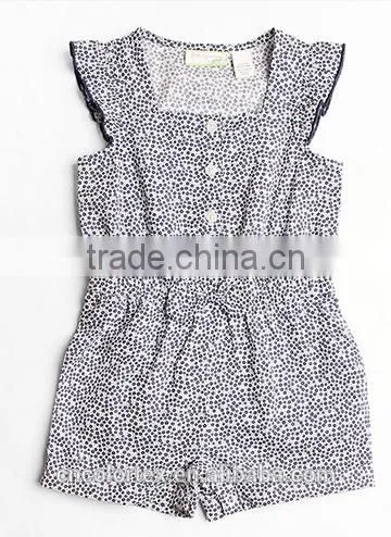 2016 Summer Hot Sale Baby Girls Lotus Leaf Sleeve Floral Romper photo-2
