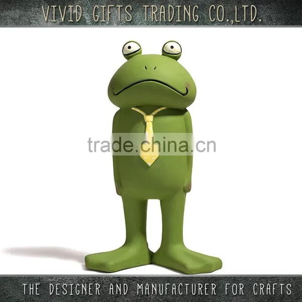 Ceramic Frog With Tie Standing Garden Decoration photo-2