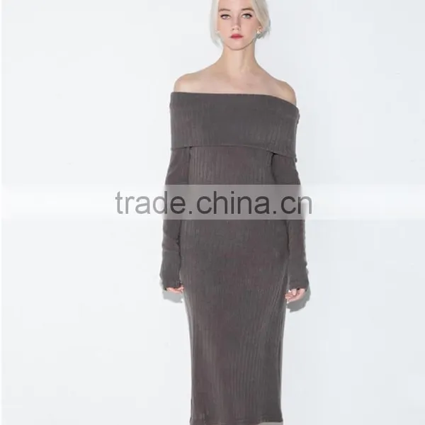 New Design Plain Grey Slim Fit Tube Dress Backless Long Evening Dress photo-2