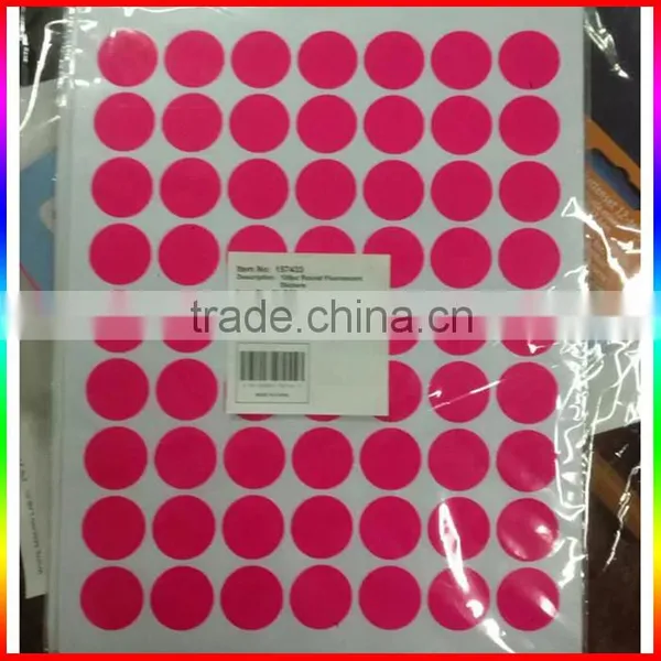 Fluorescence Yellow and Red Paper Circle Sticker photo-2