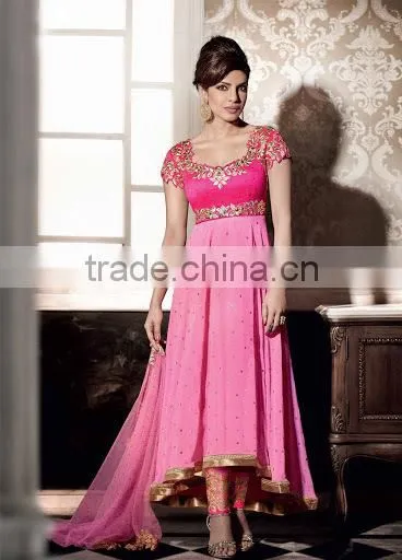 Pink Georgette Anarkali Suit/Bridal Gowns/Latest Gowns