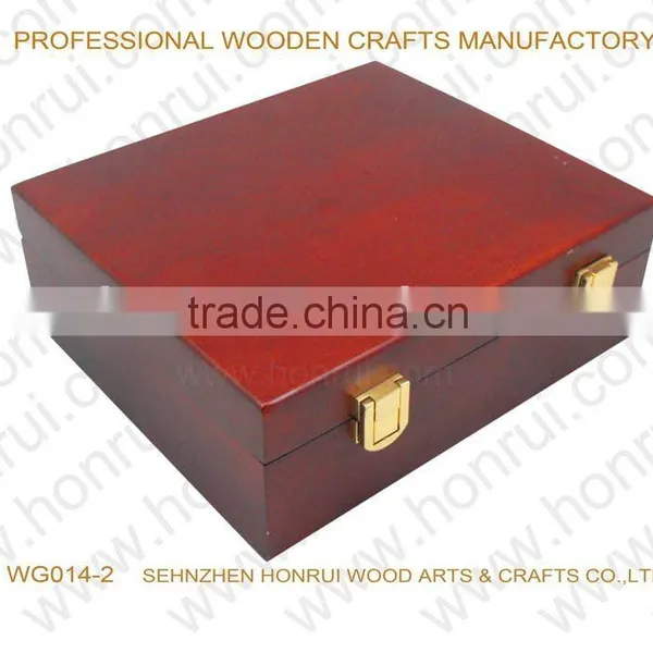 wooden box with metal hinge