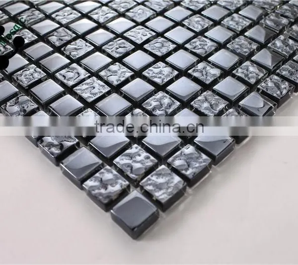 SMP14 Waterproof Mosaic Interior House Mosaic Black Electroplate Glass Mosaic photo-3