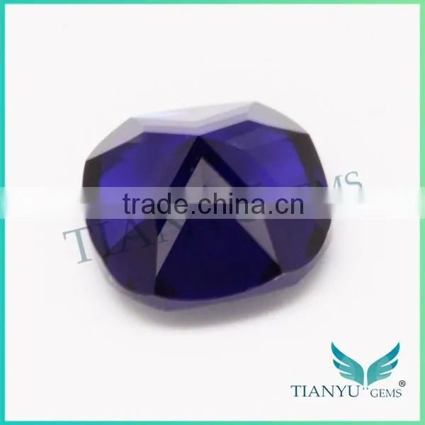 Artificial Gem Wholesale Loose Gemstones 35# Cushion Shape Deep Aquamarine Gemstone photo-5