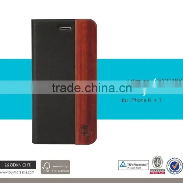New Arrival High Quality PU Leather Cover for IPhone 6 Leather Flip Wallet Case Wood photo-4