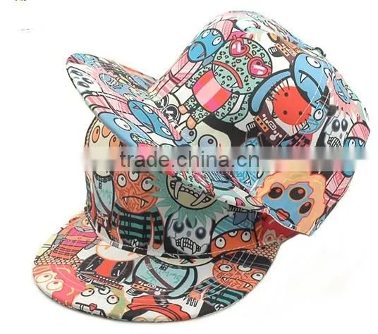 Wholesale Two Tone 100% Acylic Flat Brim Bulk Snapback Caps Floral Printing photo-5