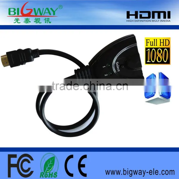 1080p Full-HD 2 Port 2 to 1 HDMI Switch Switcher 2 IN 1 OUT Hub With Remote Control for HDTV PS3 DVD photo-3