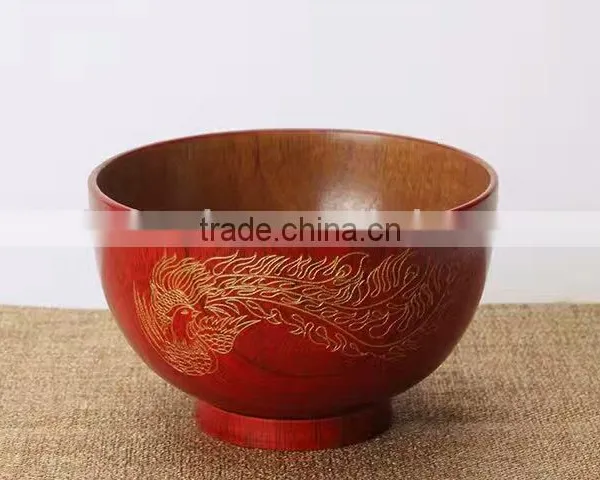Red Chinese Carved Soup Bowl photo-6
