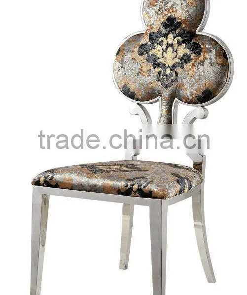 B355 Classic Design Stainless Steel Frame Flower Fabric Velvet Dining Chairs photo-2