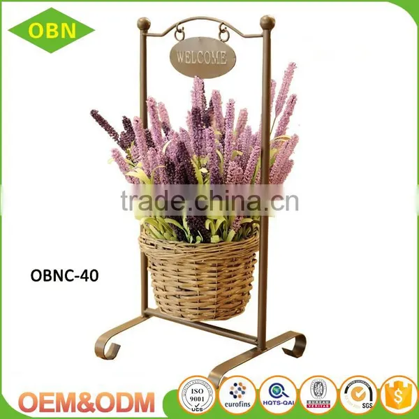 Wholesale Decorative Wicker Flower Basket With Metal Stand photo-4