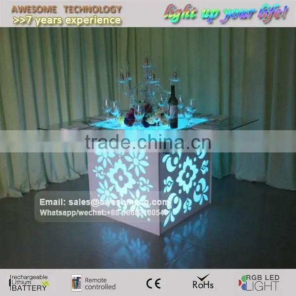 Fancy Led Table, Glass Top Table, Banquet Hall Table for 8 Seater photo-5