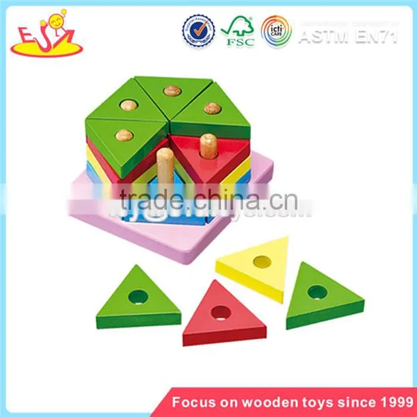 Wholesale Colorful Wooden Stacking Blocks Toy Beautiful Toddler Wooden Stacking Blocks Toy W13E001 photo-2