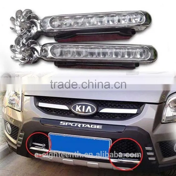 2 Pcs White 8LED Wireless Wind Powered Car SUV Daytime Running Driving Fog Light photo-2