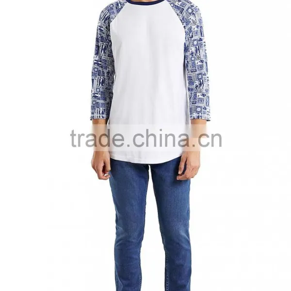 Stamp Pattern Printing Raglan t Shirt Pure Cotton High Quality Custom Long Sleeve Shirt for Male photo-2