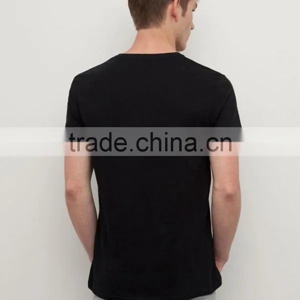 100% Cotton T-Shirt Blank t Shirts Slim Fit Plain Men Tee Black T-shirt photo-3