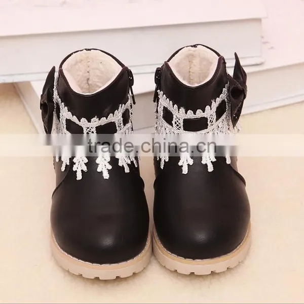 Zm40349b Bowknot Design Lace Children Warm Boots Winter Snow Shoes photo-4