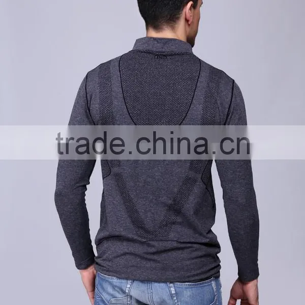 Men's Seamless Gym Half Zipper Shirts, Running T Shirts, Fitness T Shirts photo-3
