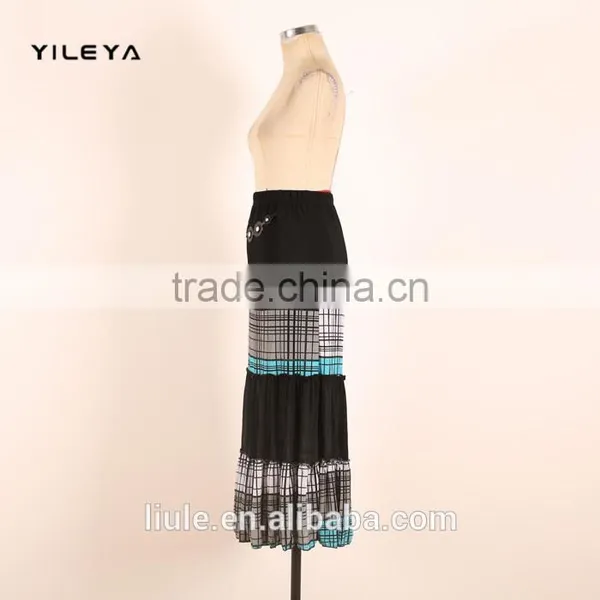 Stripped High Waist Style Elastic Fashion Women Turkish Long Skirts With Decoration photo-2