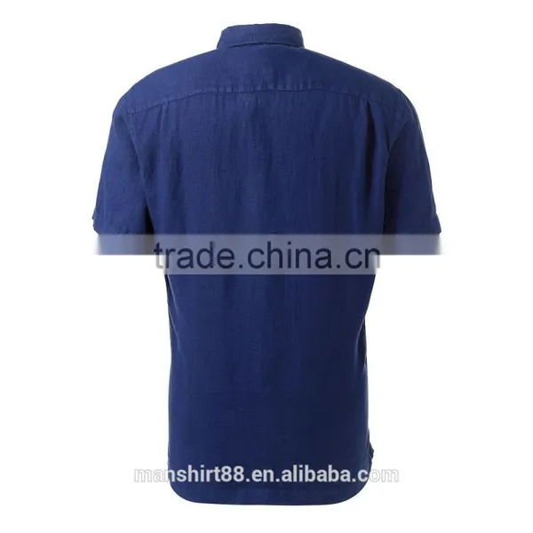 100% Cotton Oxford Short Sleeves Simple Men Shirt photo-2