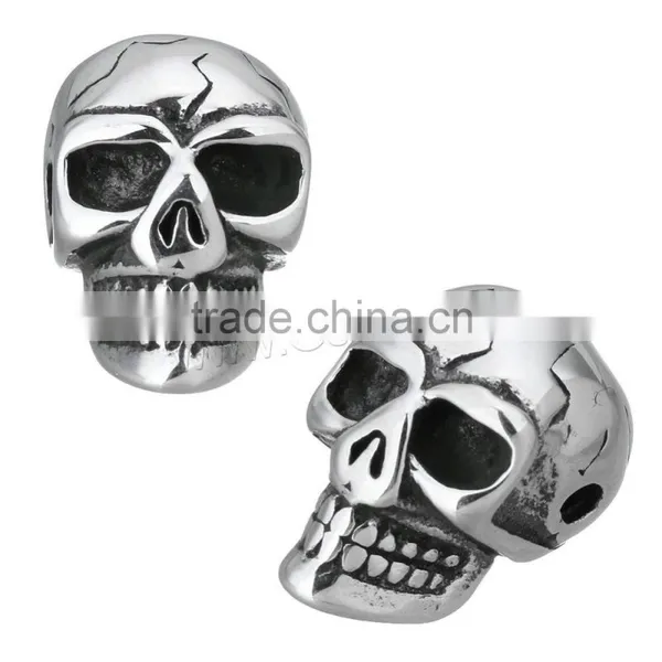 New Design Stainless Steel Skull Beads Charms Crossbones photo-2