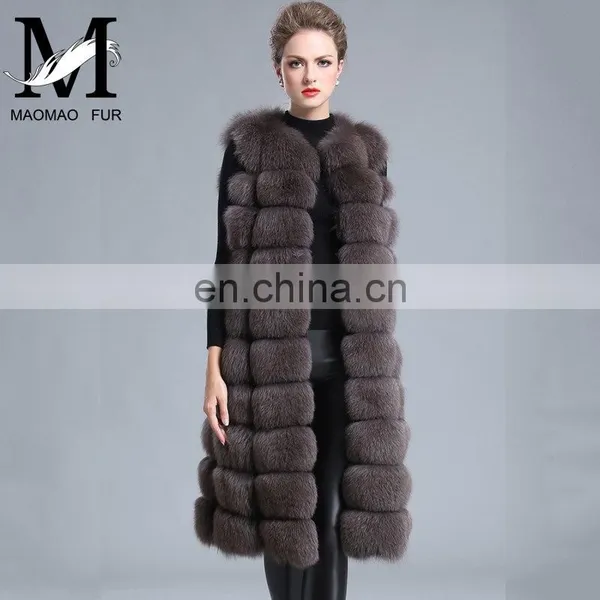 2016 Fashion Genuine Real Fox Fur Vest Women's Long Fox Fur Vests photo-4