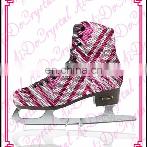 Aidocrystal Popular Pattern Crystal Green Figure Traditional Ice Skating Shoes for Sale photo-3