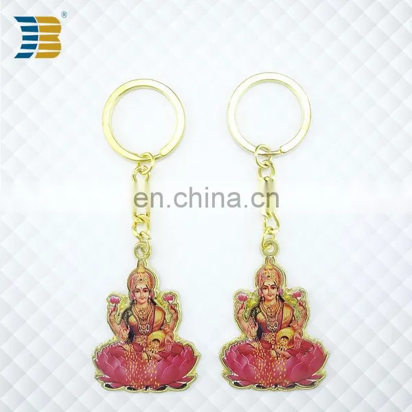 3D Indian Lady Custom Painted Gold Plating Keychain photo-6