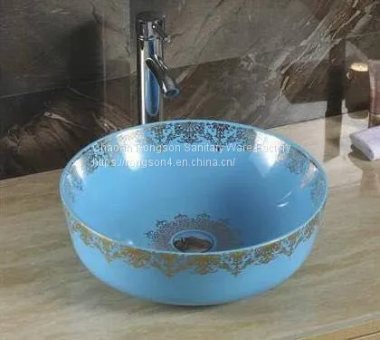 Bathroom Apartment Tabletop Installtion Oval Ceramic Colored no Hole Wash Hand Basin Sink From Chaozhou Manufacturer photo-4