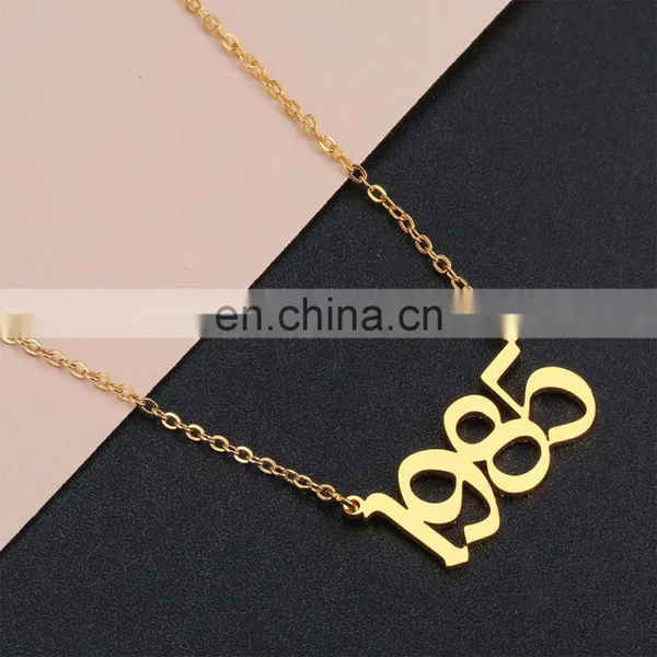 Wholesale Stainless Steel Jewelry, Best Birthday Gifts Necklace Number Pendant Birth Year Necklace/ photo-2