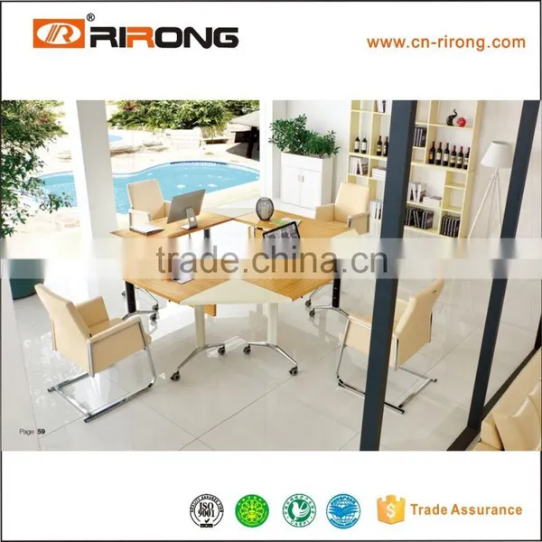 Square Steel Wood Veneer Open Office Workstation for 4 People photo-2