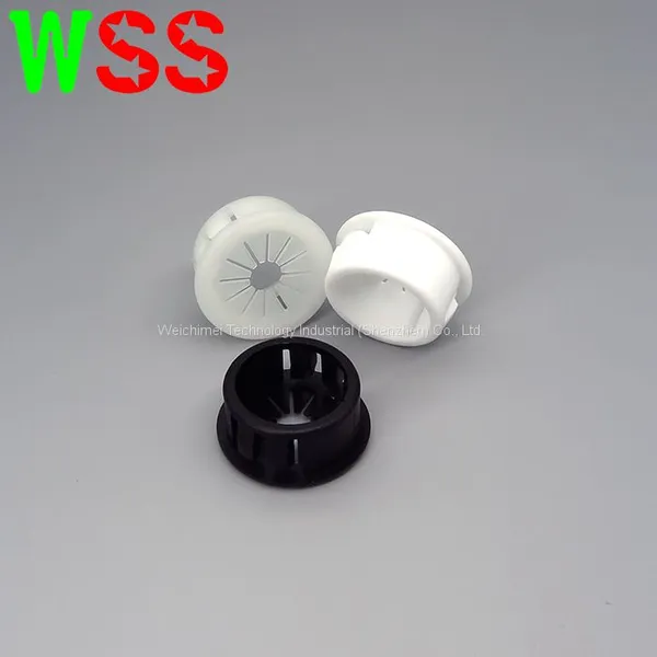 Closed Snap Bushing Plastic Strain Relief Bushing Black Nylon Cable Snap Bushing with Petal Top Design