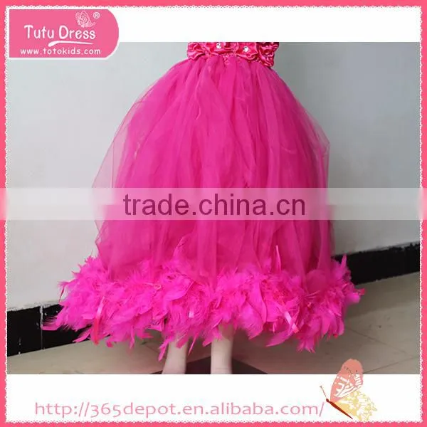 Sleeveless Ostrich Feather Sequin Evening Dress Girl Christmas Dress photo-2