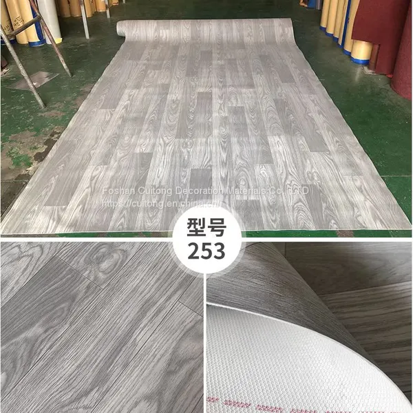 Gray Wood Grain Floor Leather Factory Dormitory Site Activity Board House Office Container Rental House PVC Floor Leather photo-4