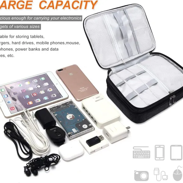 Waterproof Double Layer Electronics Organizer Portable Storage Case photo-2