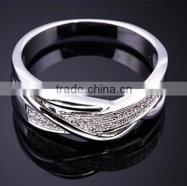 New Product 2017 Cubic Zirconia Hong Kong Factory 2-Tone Plated Wedding Band Ring photo-6