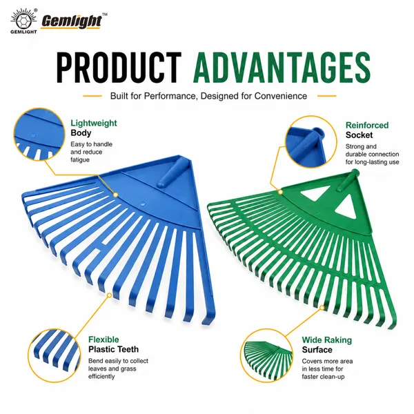 OEM Plastic Leaf Rake With Custom Color Logo and Handle for Garden Tool Importers and Dealers photo-2