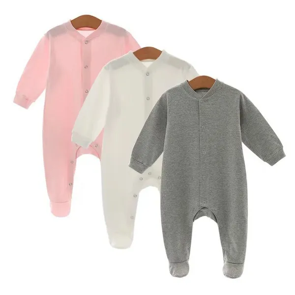 Two-way Zipper Long Sleeve Baby Onesie Rompers Antislip Bamboo Baby-Toddler Footed Pajamas