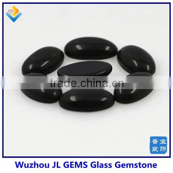 Loose Black Glass Cabochons With Flat Round Glass Cabochon photo-2