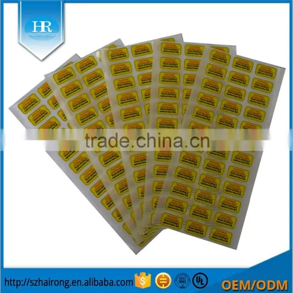 Hairong Customized Removable Glossy Lamination Silk Screen Printing Synthetic Paper Label Sticker