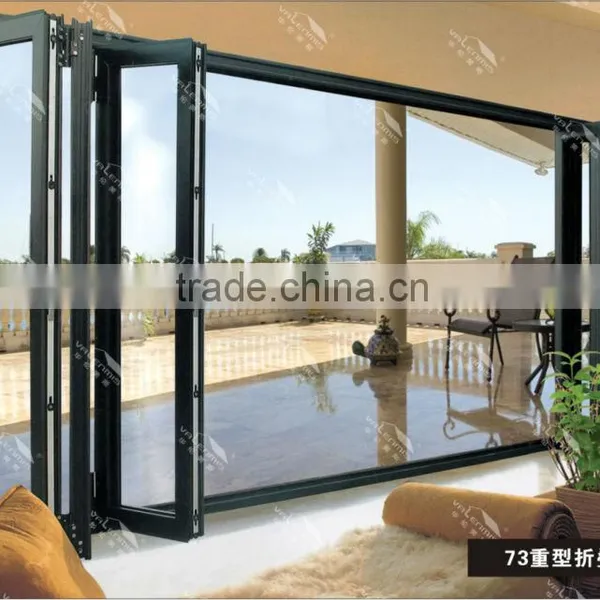 Valenmis Tempered Glassdoor,aluminum Frame Folding Door/Double Glazing Aluminium Bifold Door